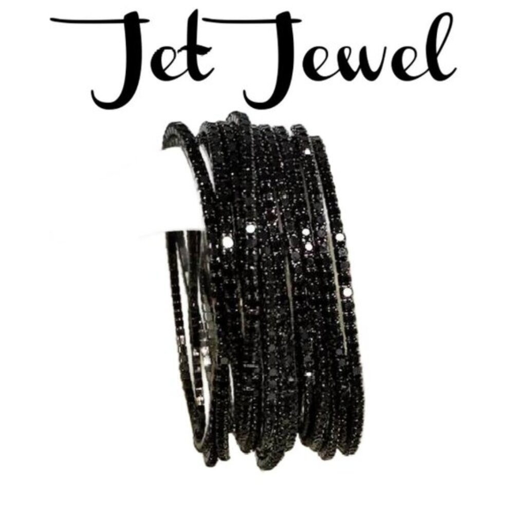 " Jet Jewel "12 Rhinestone Stacking Stack Bracelets – Sparkle